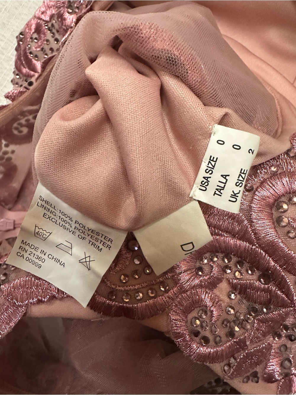 Mori Lee Rose Pink Beaded V-Neck Mini Dress - Picture 7 of 16